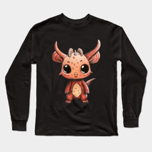 Cute Pink Pig Dragon Child Illustration Long Sleeve T-Shirt